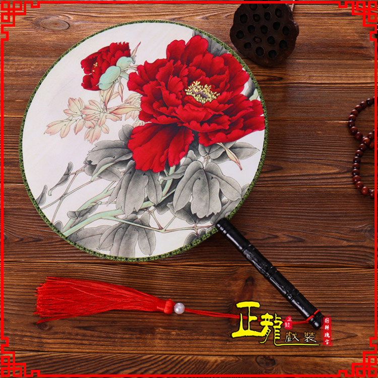 龙城古典中国风团扇空白扇跳舞蹈扇 真丝宫扇